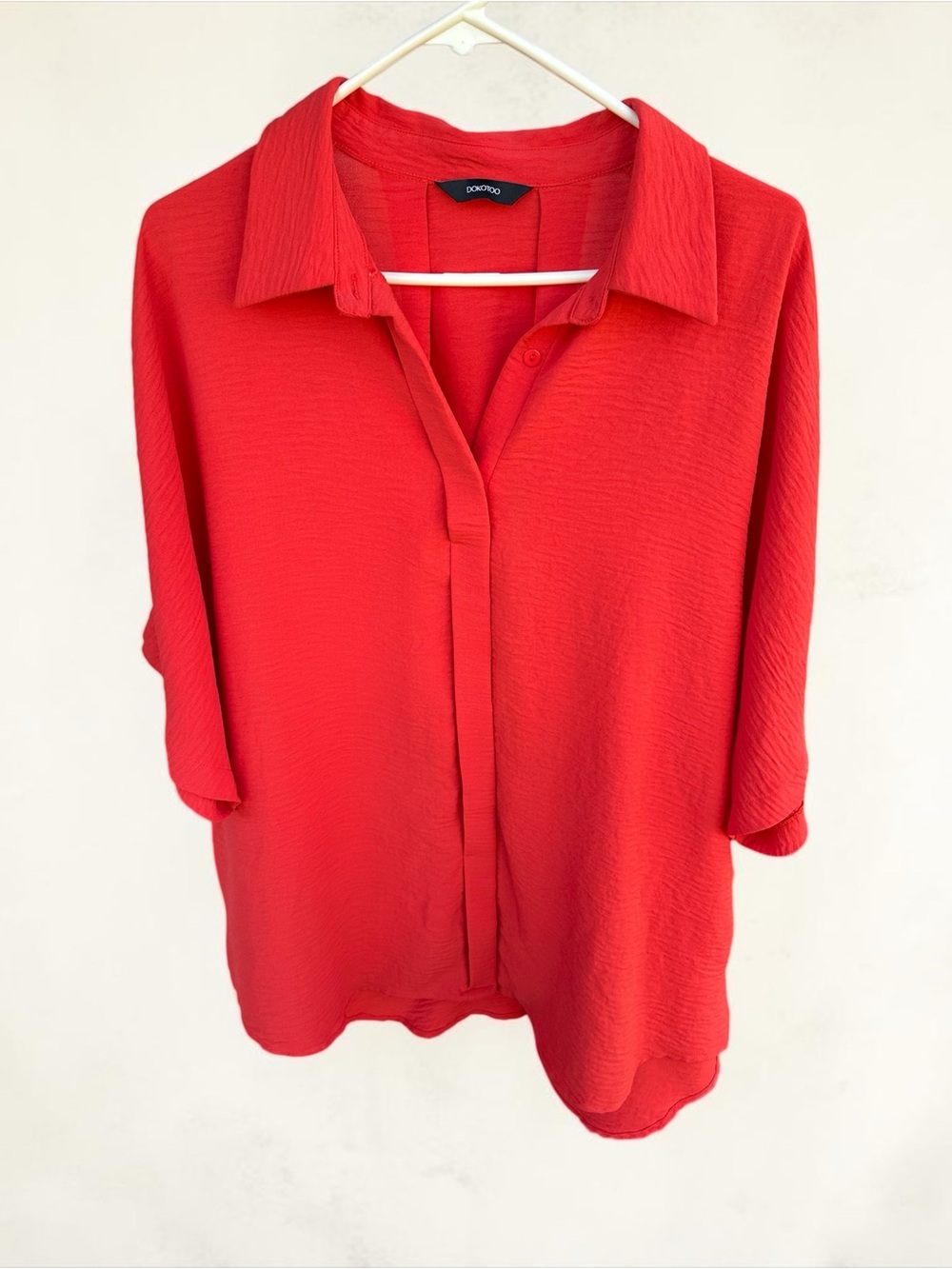 Dokotoo Orange Red Relaxed Button-Down Shirt 2xl.